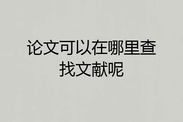 论文可以在哪里查找文献呢