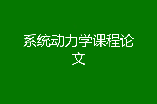 系统动力学课程论文