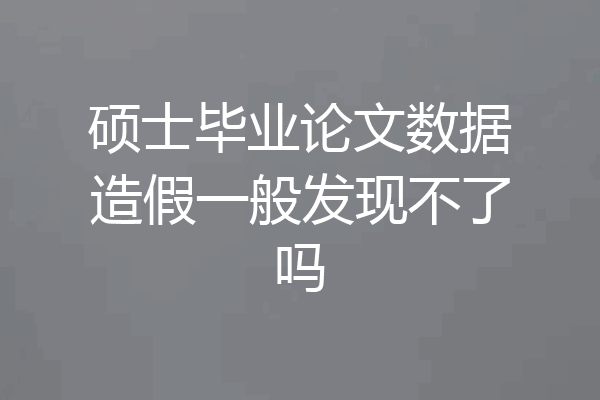 硕士毕业论文数据造假一般发现不了吗