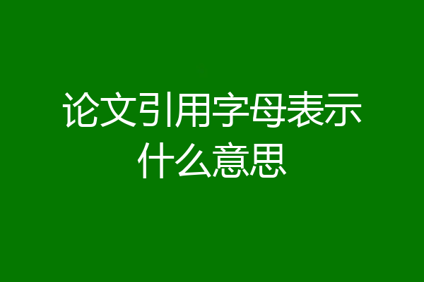 论文引用字母表示什么意思