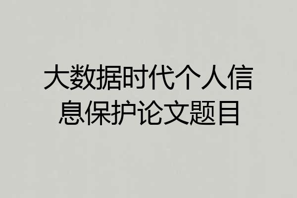 大数据时代个人信息保护论文题目