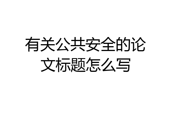 有关公共安全的论文标题怎么写
