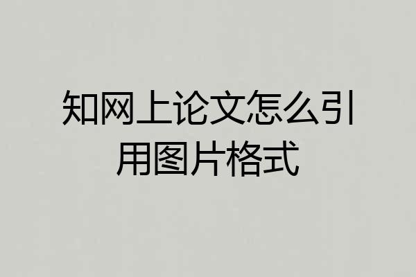 知网上论文怎么引用图片格式