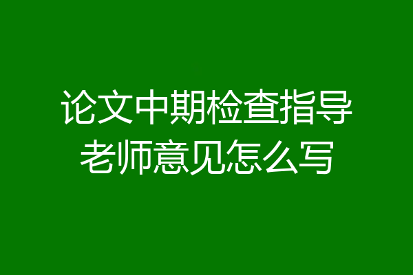 论文中期检查指导老师意见怎么写