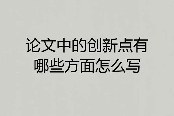 论文中的创新点有哪些方面怎么写
