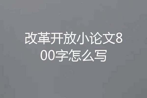 改革开放小论文800字怎么写