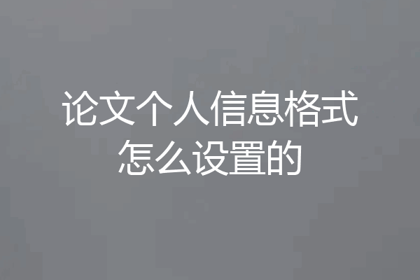 论文个人信息格式怎么设置的
