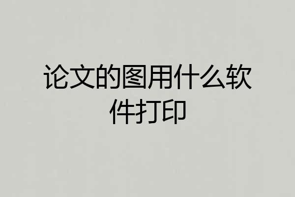 论文的图用什么软件打印