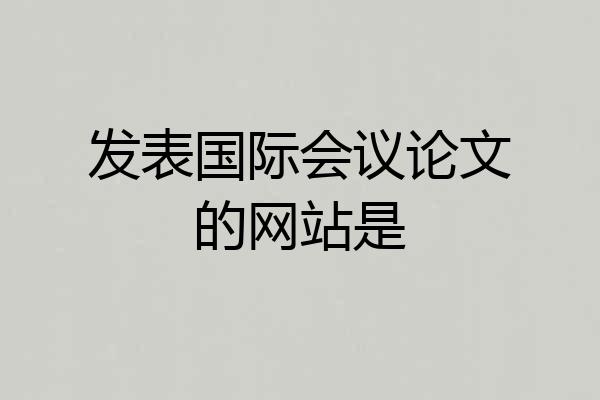 发表国际会议论文的网站是