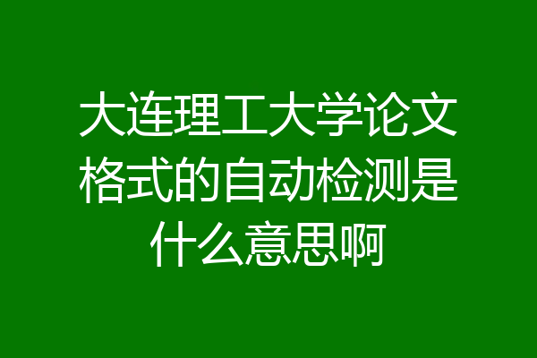 大连理工大学论文格式的自动检测是什么意思啊