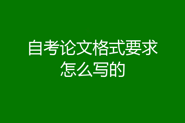 自考论文格式要求怎么写的