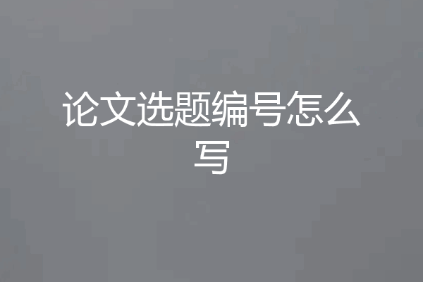 论文选题编号怎么写