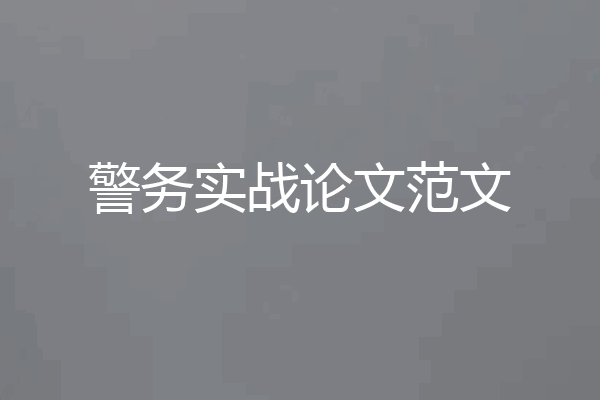 警务实战论文范文