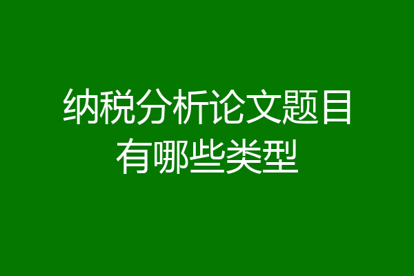 纳税分析论文题目有哪些类型