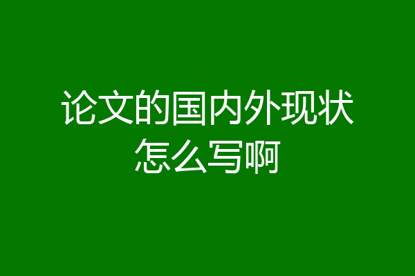 论文的国内外现状怎么写啊
