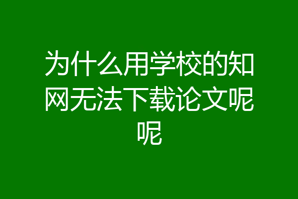 为什么用学校的知网无法下载论文呢呢