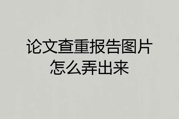 论文查重报告图片怎么弄出来