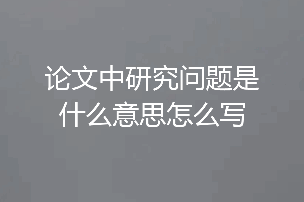 论文中研究问题是什么意思怎么写