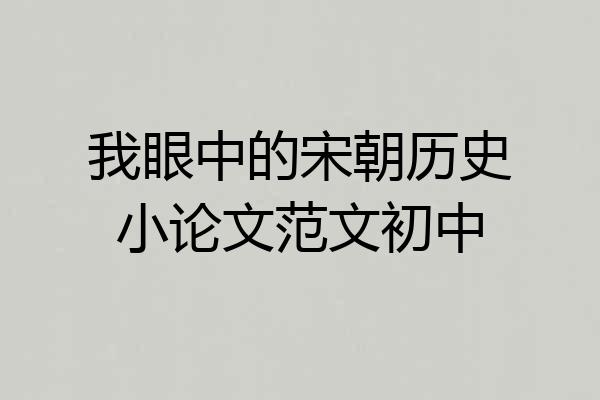 我眼中的宋朝历史小论文范文初中