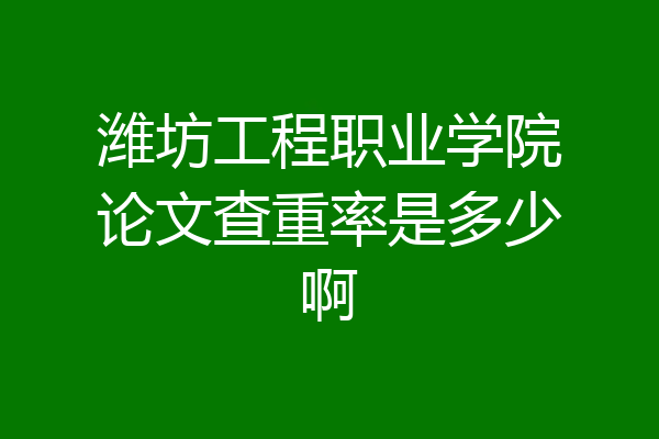 潍坊工程职业学院论文查重率是多少啊