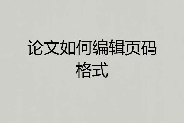 论文如何编辑页码格式
