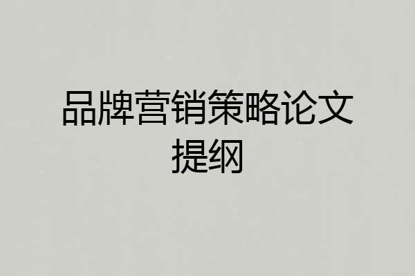 品牌营销策略论文提纲