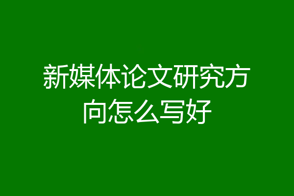 新媒体论文研究方向怎么写好