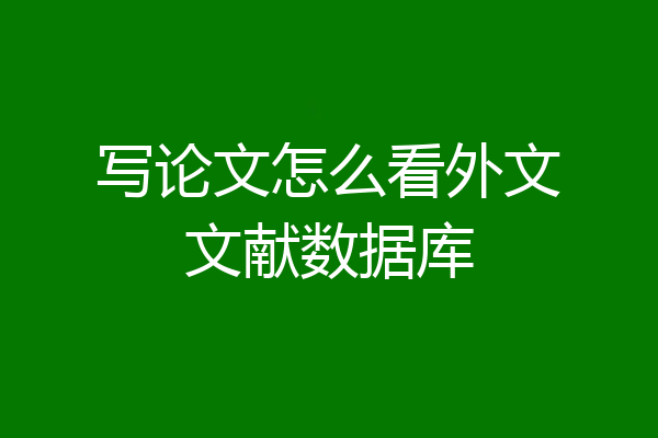 写论文怎么看外文文献数据库