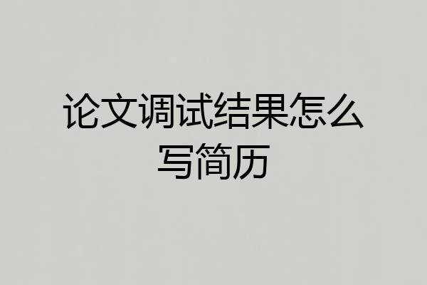 论文调试结果怎么写简历