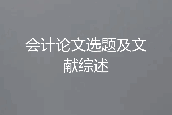 会计论文选题及文献综述