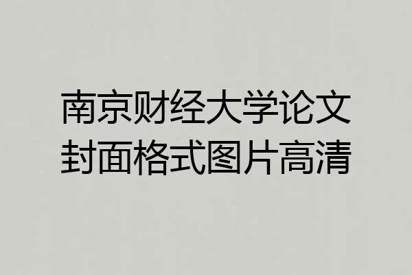 南京财经大学论文封面格式图片高清