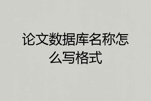 论文数据库名称怎么写格式