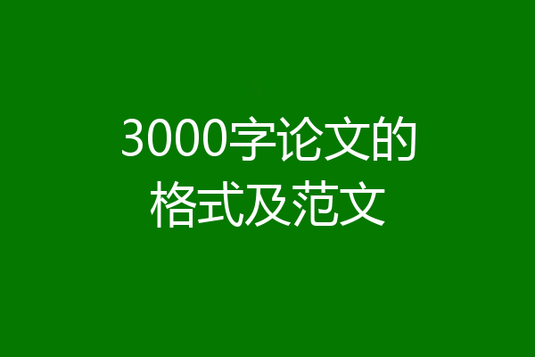 3000字论文的格式及范文