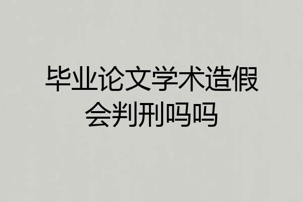 毕业论文学术造假会判刑吗吗