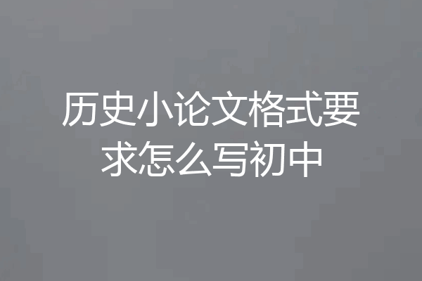 历史小论文格式要求怎么写初中