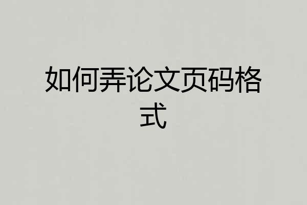 如何弄论文页码格式