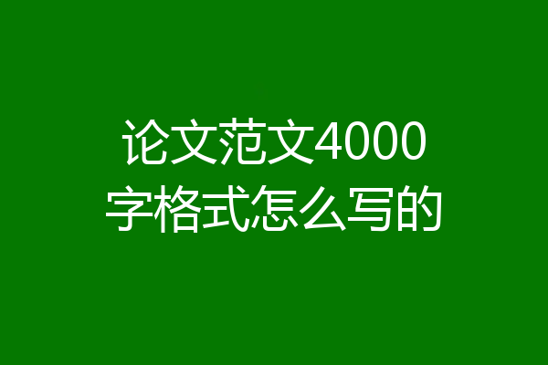 论文范文4000字格式怎么写的