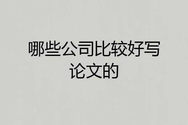 哪些公司比较好写论文的