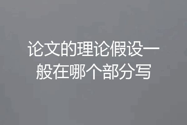 论文的理论假设一般在哪个部分写