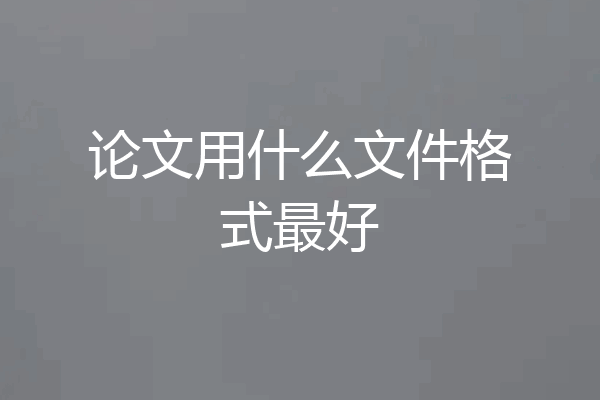 论文用什么文件格式最好
