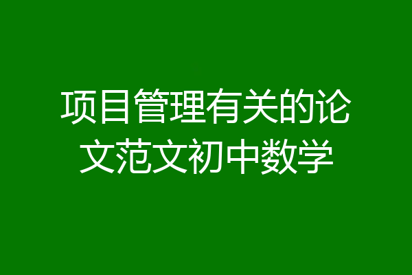 项目管理有关的论文范文初中数学