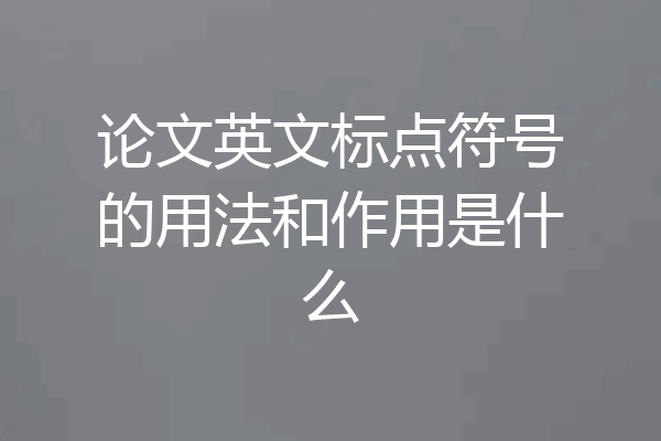 论文英文标点符号的用法和作用是什么