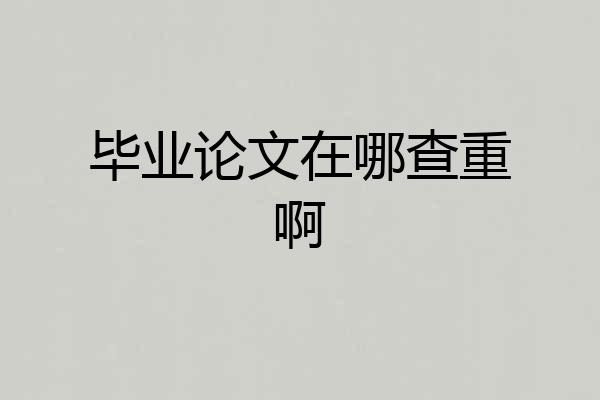 毕业论文在哪查重啊