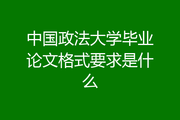 中国政法大学毕业论文格式要求是什么