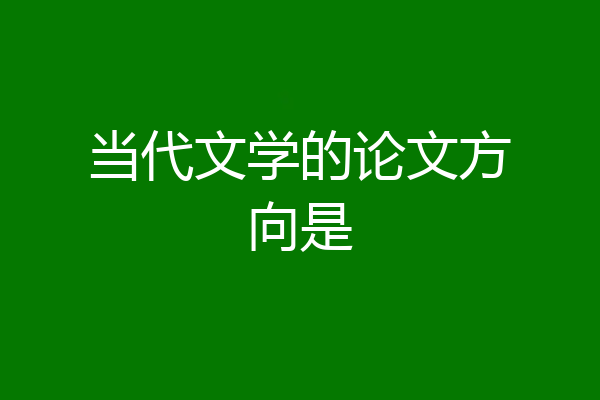 当代文学的论文方向是