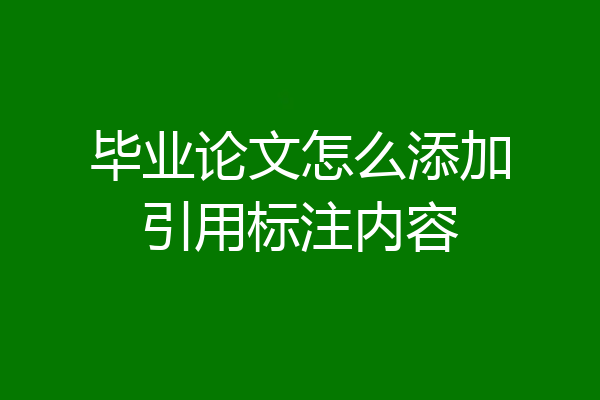毕业论文怎么添加引用标注内容