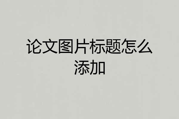 论文图片标题怎么添加