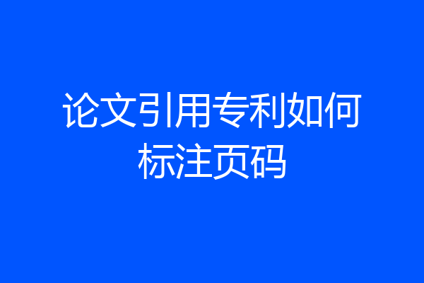 论文引用专利如何标注页码