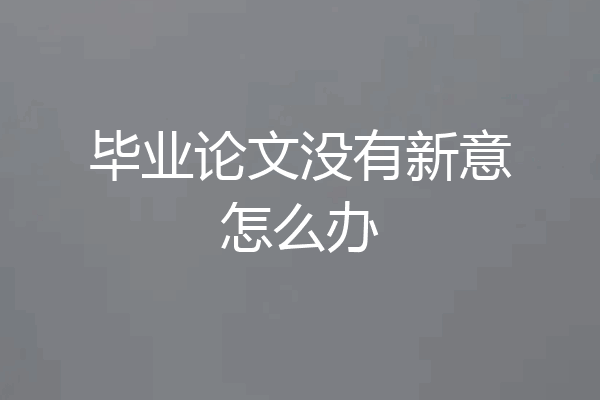 毕业论文没有新意怎么办