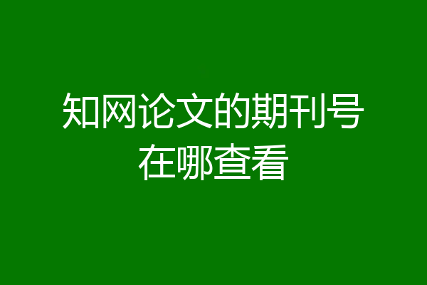知网论文的期刊号在哪查看